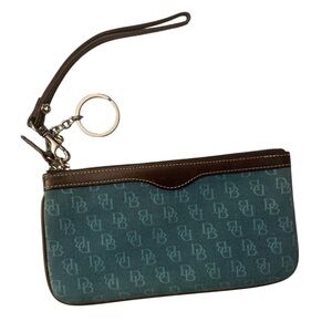 Dooney & Bourke Blue and Brown Wristlet GUC